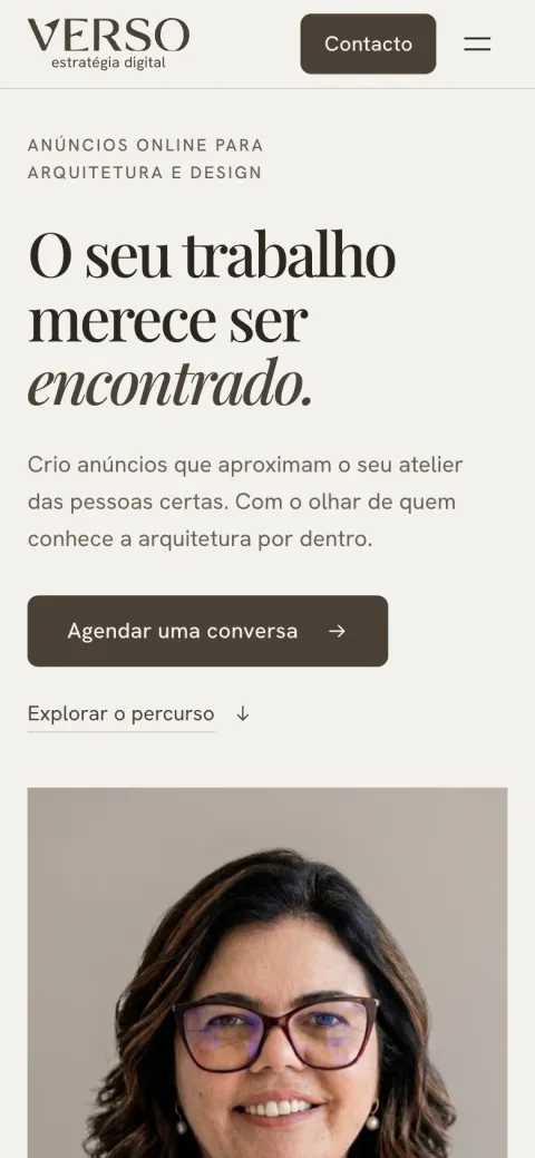 The VERSO website on a phone